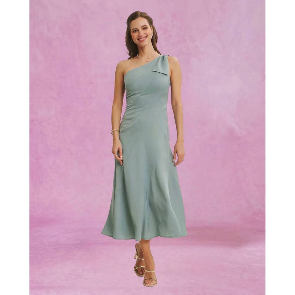 NEW IN FEBRUARY one shoulder midi dress in sage